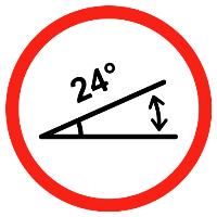 Максимальный уклон 24° (45%)