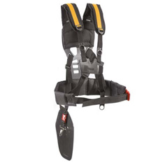 Для уменьшения нагрузки на руки имеется ременная оснастка ранцевого типа