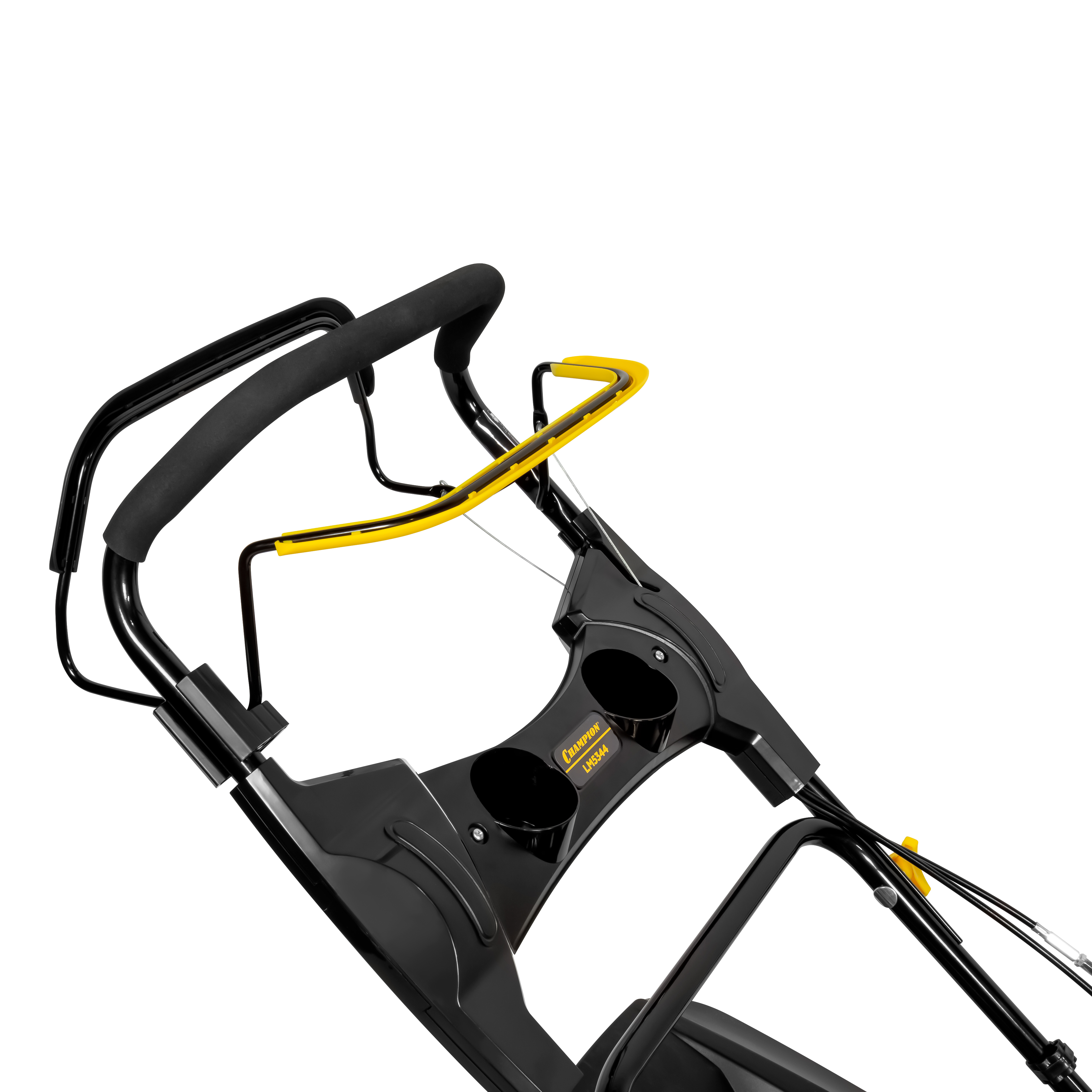 Складная рукоятка с удобной системой управления позволяет компактно хранить газонокосилку